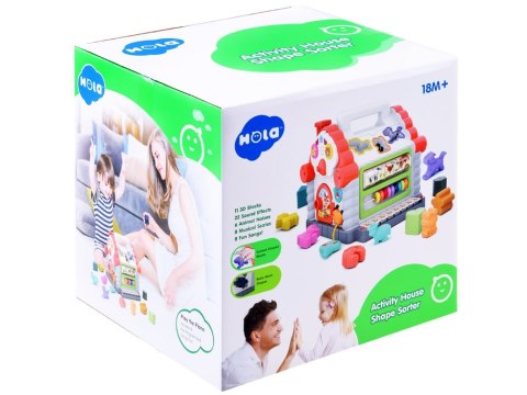 Interaktywny Domek kostka edukacyjna sorter klocki zwierzątka ZA3518