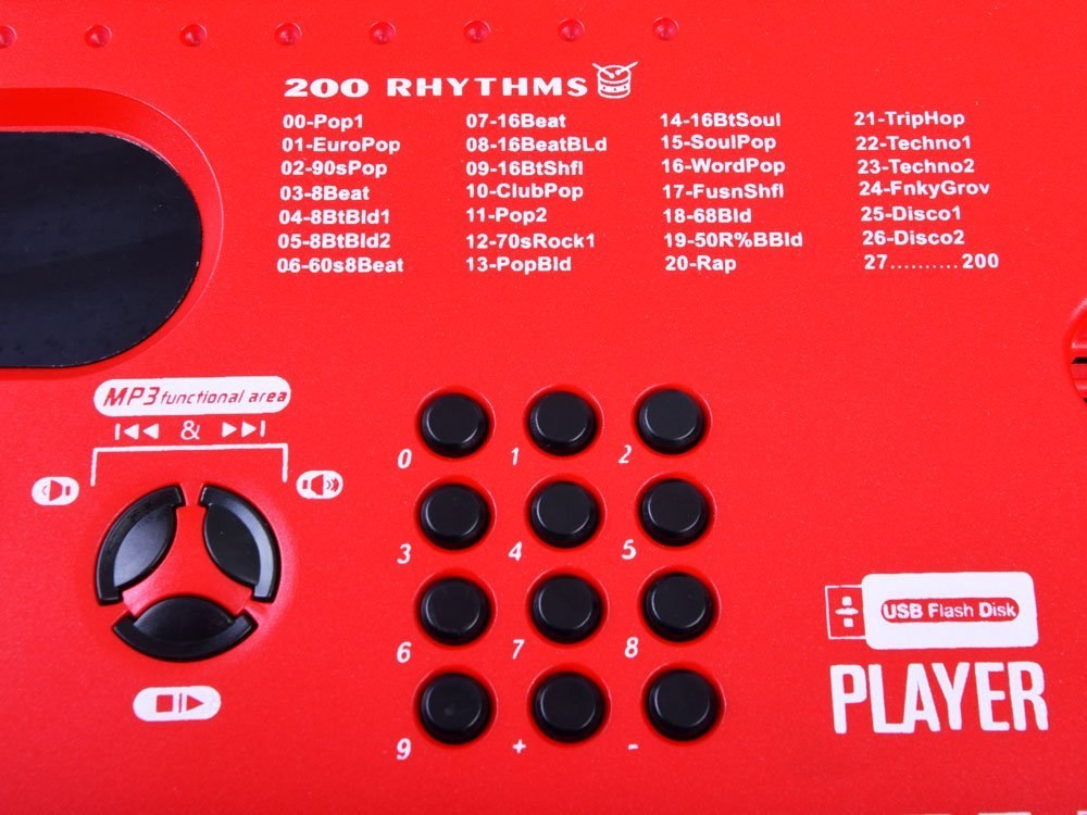 Organy Keyboard z mikrofonem 61kl czerwone IN0132