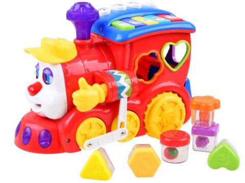Interaktywna LOKOMOTYWA Sorter + kolorowe klocki Muzyka + światło ZA0104