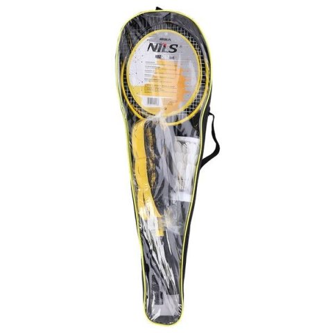 NILS NRZ262 ALUMINIUM / ZESTAW DO BADMINTONA 2 RAKIETY + 3 LOTKI Z PIÓR + SIATKA 600x60cm + POKROWIEC NILS