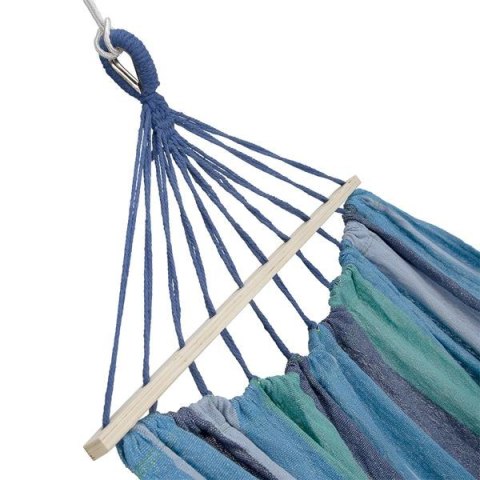 NILS NC9004 NIEBIESKI-CIEMNONIEBIESKI HAMAK Z DREWNIANĄ BELKA 70CM I METALOWYM UCHWYTEM NILS CAMP