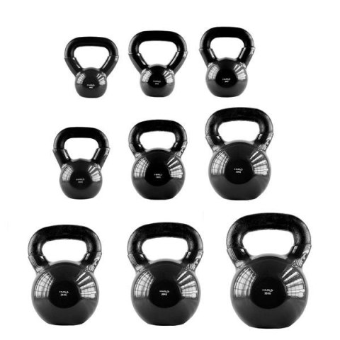HMS KNV04 BLACK KETTLEBELL ŻELIWNY POKRYTY WINYLEM HMS
