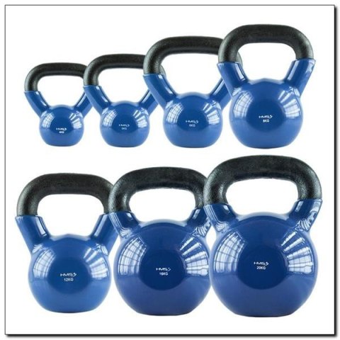 HMS KNV04 BLUE KETTLEBELL ŻELIWNY POKRYTY WINYLEM HMS