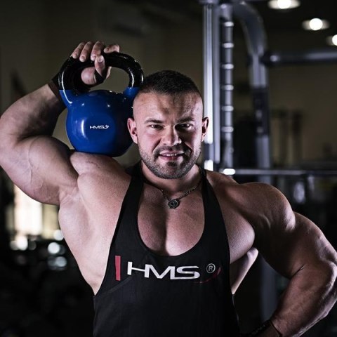 HMS KNV04 BLUE KETTLEBELL ŻELIWNY POKRYTY WINYLEM HMS