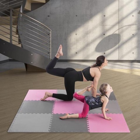 ONE FITNESS MP10 MATA PUZZLE MULTIPACK PINK-GREY 9 ELEMENTÓW 10MM ONE FITNESS