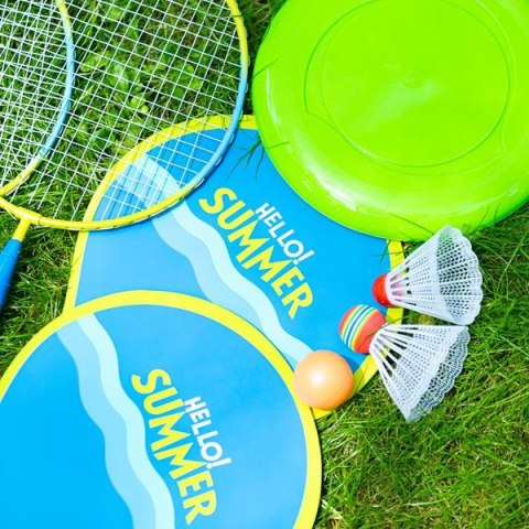 NILS NRZ053 3W1 / ZESTAW DO BADMINTONA 2 RAKIETY + 2 RAKIETY NA PLAŻĘ + LOTKI + FRISBEE JUNIOR NILS