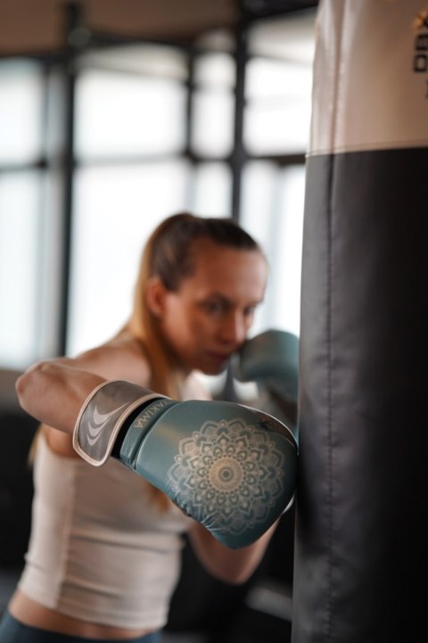 Rękawice kobiece MANDALA BLUE/GREY