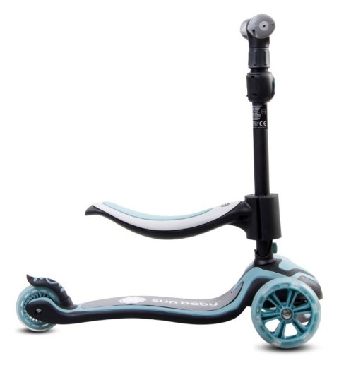 Rowerek biegowy hulajnoga deskorolka Flash 3 w 1 z kołami LED - pastelowy niebieski