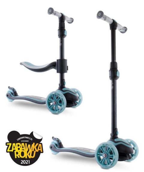 Rowerek biegowy hulajnoga deskorolka Flash 3 w 1 z kołami LED - pastelowy niebieski