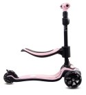 Rowerek biegowy hulajnoga deskorolka Flash 3 w 1 z kołami LED - pudrowy róż