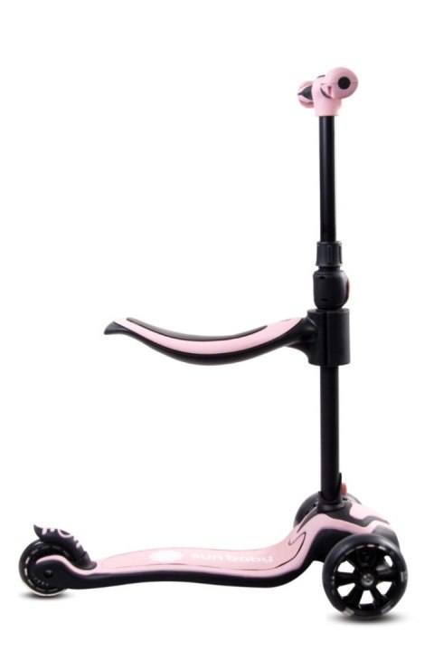 Rowerek biegowy hulajnoga deskorolka Flash 3 w 1 z kołami LED - pudrowy róż