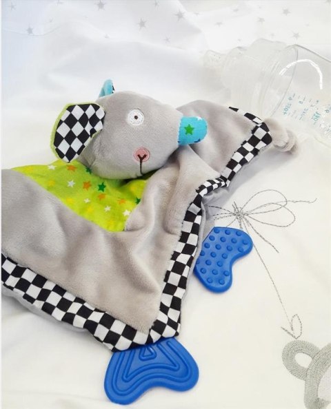 Zabawka pluszowa przytulanka z gryzakiem szara myszka