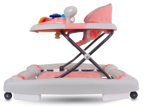 Chodzik kołyska z kierownicą - różowo szary