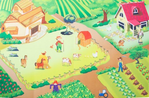 Mata na podłogę dla dziecka Ranczo z autkami 120x80 cm