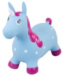 Skoczek gumowy dla dzieci JEDNOROŻEC 60 cm niebieski & róż do skakania z pompką