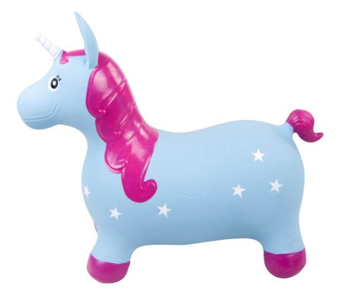 Skoczek gumowy dla dzieci JEDNOROŻEC 60 cm niebieski & róż do skakania z pompką