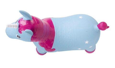 Skoczek gumowy dla dzieci JEDNOROŻEC 60 cm niebieski & róż do skakania z pompką