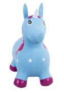 Skoczek gumowy dla dzieci JEDNOROŻEC 60 cm niebieski & róż do skakania z pompką