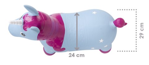 Skoczek gumowy dla dzieci JEDNOROŻEC 60 cm niebieski & róż do skakania z pompką
