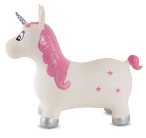 Skoczek gumowy dla dzieci KELLY 60 cm biało-różowy do skakania z pompką