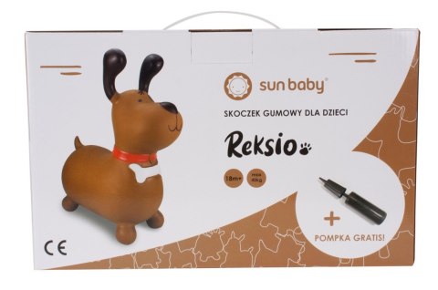 Skoczek gumowy dla dzieci REKSIO 60 cm brązowy do skakania z pompką