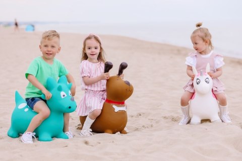 Skoczek gumowy dla dzieci REKSIO 60 cm brązowy do skakania z pompką