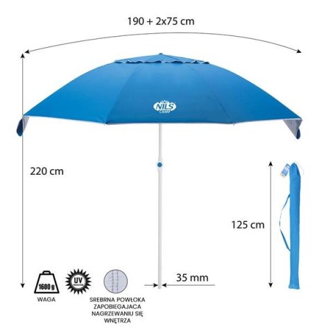 NILS NC7822 PARASOL PLAŻOWY XL 220 CM NILS CAMP