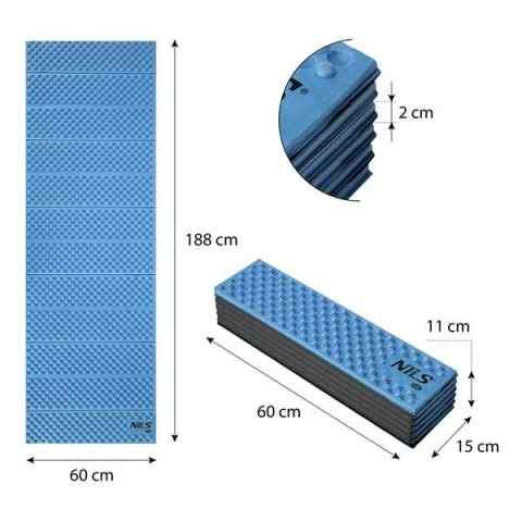NILS CAMP NC1768 NIEBIESKA KARIMATA SKŁADANA 188cm NILS CAMP