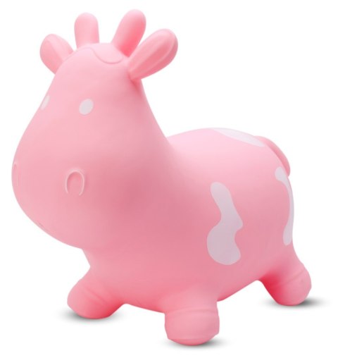 Skoczek gumowy dla dzieci KRÓWKA 57 cm jasno różowy do skakania z pompką