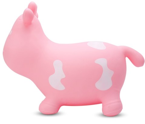 Skoczek gumowy dla dzieci KRÓWKA 57 cm jasno różowy do skakania z pompką