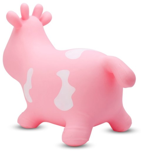 Skoczek gumowy dla dzieci KRÓWKA 57 cm jasno różowy do skakania z pompką