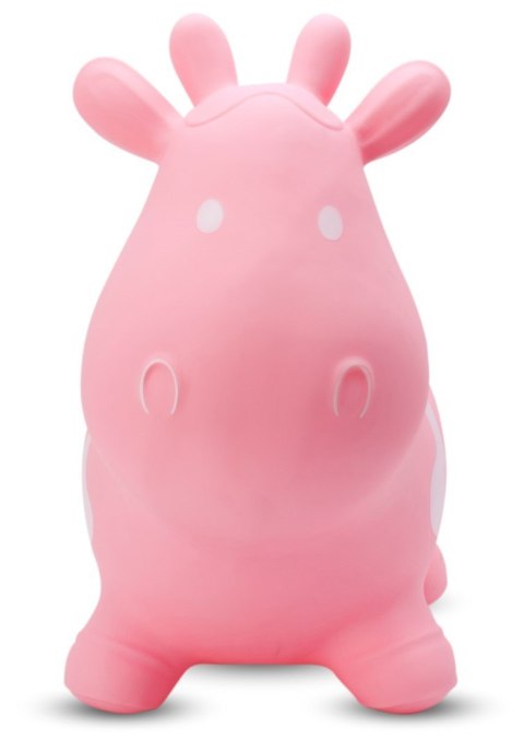Skoczek gumowy dla dzieci KRÓWKA 57 cm jasno różowy do skakania z pompką