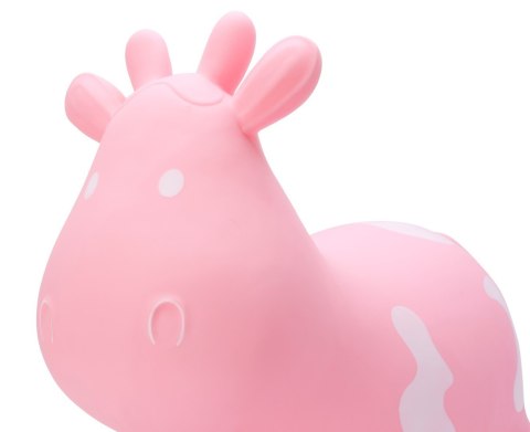 Skoczek gumowy dla dzieci KRÓWKA 57 cm jasno różowy do skakania z pompką