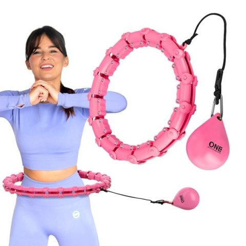 ONE FITNESS OHA02 HULA HOP PINK Z WYPUSTKAMI I OBCIĄŻNIKIEM ONE FITNESS