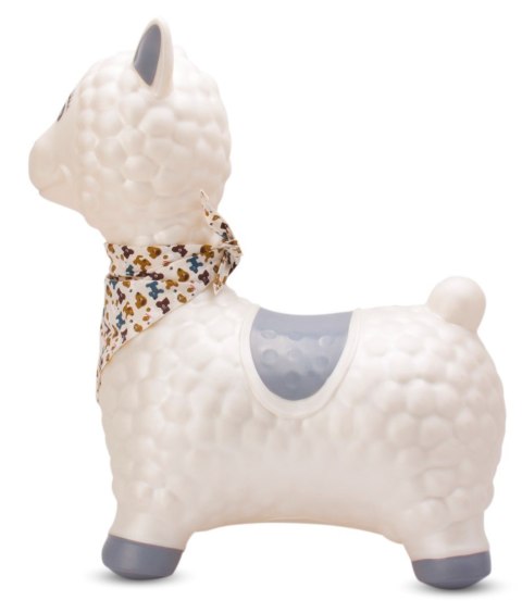 Skoczek gumowy dla dzieci ALPAKA 55cm biały z bandaną do skakania z pompką