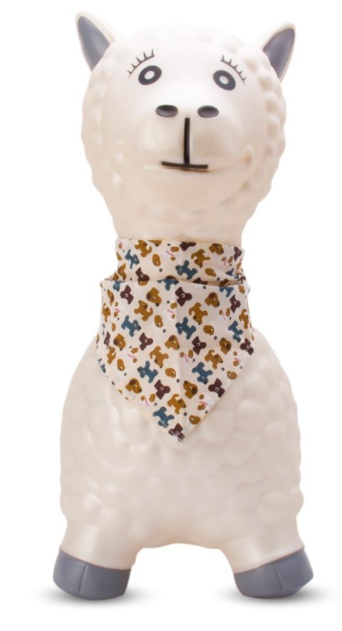 Skoczek gumowy dla dzieci ALPAKA 55cm biały z bandaną do skakania z pompką