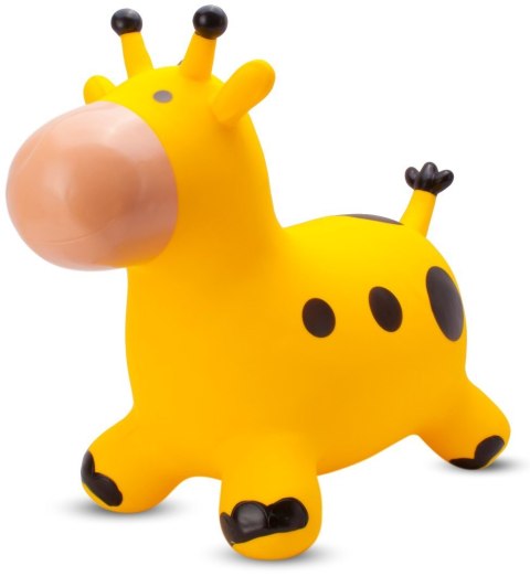 Skoczek gumowy dla dzieci ŻYRAFKA 58 cm żółty z bandaną do skakania z pompką