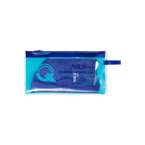 NILS AQUA NQC JEDNOKOLOROWY CIEMNONIEBIESKI CZEPEK SILIKONOWY DOTS NILS AQUA