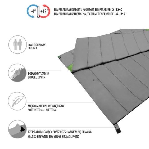 NILS CAMP NC2011 SZARO-ZIELONY PODWÓJNY ŚPIWÓR NILS CAMP