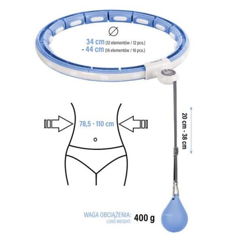 HMS ZESTAW HULA HOP MAGNETYCZNY BLUE HHM15 Z LICZNIKIEM HMS + PAS WYSZCZUPLAJĄCY BR163 RED