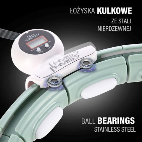 HMS ZESTAW HULA HOP MAGNETYCZNY GREEN HHM15 Z LICZNIKIEM HMS + PAS WYSZCZUPLAJĄCY BR163 RED