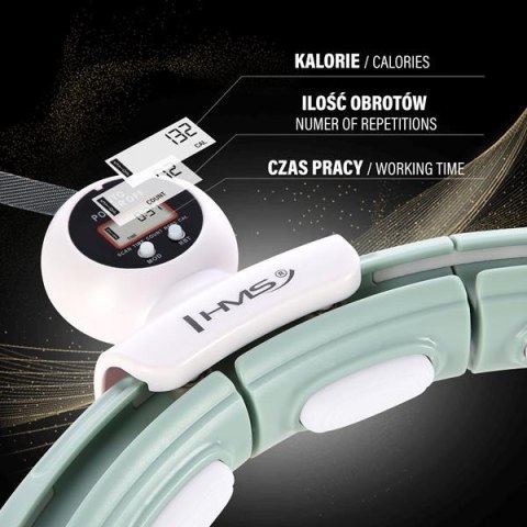 HMS ZESTAW HULA HOP MAGNETYCZNY GREEN HHM15 Z LICZNIKIEM HMS + PAS WYSZCZUPLAJĄCY BR163 RED