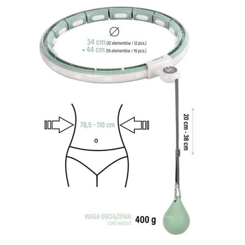 HMS ZESTAW HULA HOP MAGNETYCZNY GREEN HHM15 Z LICZNIKIEM HMS + PAS WYSZCZUPLAJĄCY BR163 RED