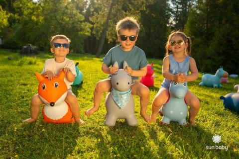 Skoczek gumowy dla dzieci JEDNOROŻEC 60 cm niebieski & róż do skakania z pompką