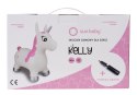 Skoczek gumowy dla dzieci KELLY 60 cm biało-różowy do skakania z pompką