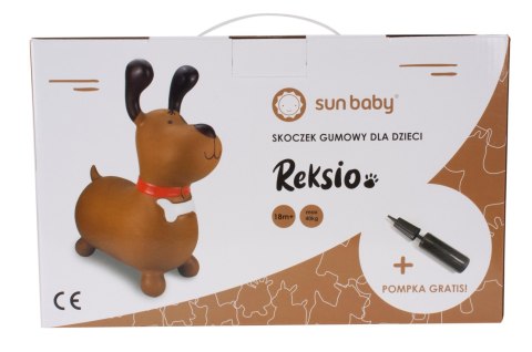 Skoczek gumowy dla dzieci REKSIO 60 cm brązowy do skakania z pompką