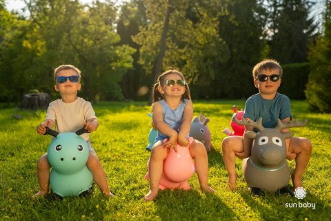 Skoczek gumowy dla dzieci RENIFER 68 cm brązowy do skakania z pompką