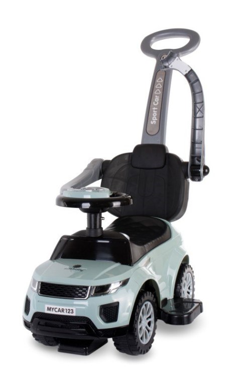 Jeździk pchacz chodzik z rączką i obejmą Sport car - szałwiowy - niespotykany kolor