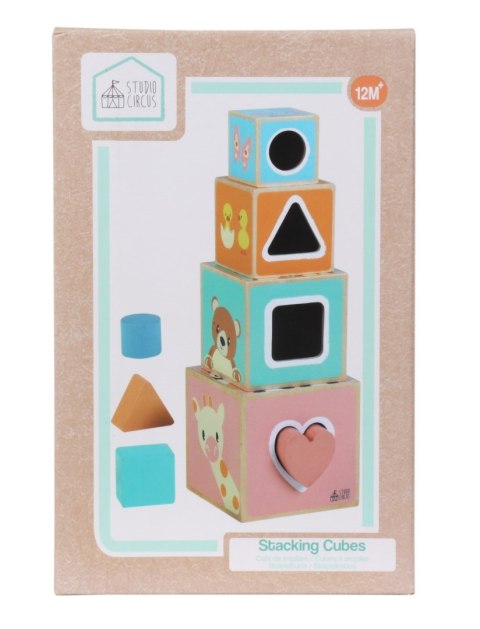 Wysoki sorter klocki drewniane zestaw 8 elementów 36 cm