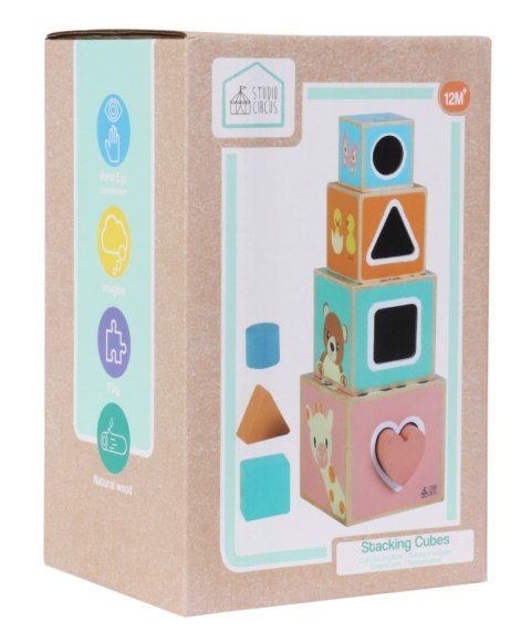 Wysoki sorter klocki drewniane zestaw 8 elementów 36 cm